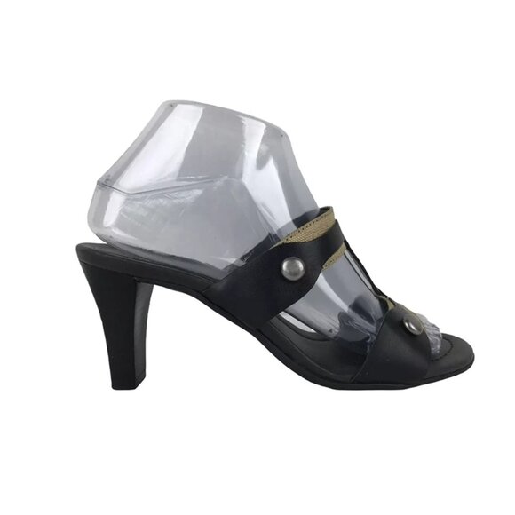 Etienne Aigner Womens Diablo‎ Black Brown Leather Slip On Slide Sandals Size 7 M - Picture 1 of 9